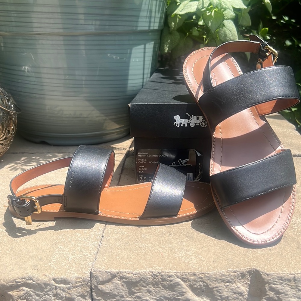 Coach black leather sandals. Size 7 1/2
